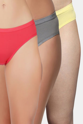 Buy Bleeding Heart Medium Rise Full Coverage Bikini Panty (Pack of 3) - Multicolor